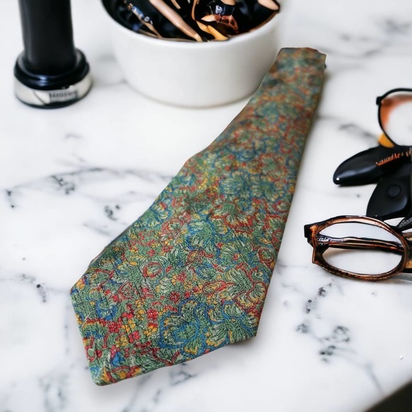 Vintage Minar Tie 100% Silk Floral Pattern Import India - Picture 1 of 7